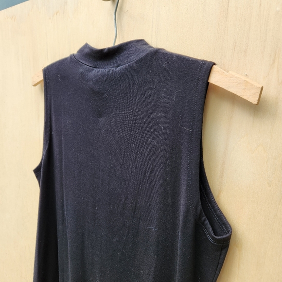 NWT Eileen Fisher Black Stretch Jersey Knit Mock Neck Dress - Size XXS - Picture 11 of 12